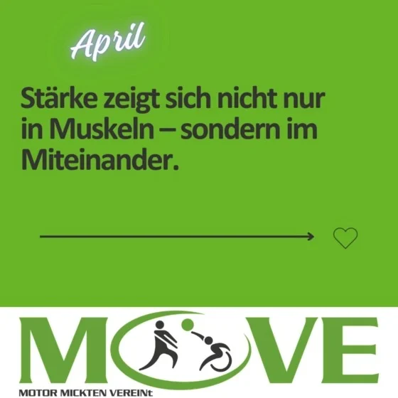 Der April bringt Bewegung! Ob groß oder klein, schnell oder langsam – jeder Schritt zählt. Gemeinsam wachsen wir als Team. #MotorMickten #Move #SportfürAlle #GemeinsamBewegen #InklusionBewegt