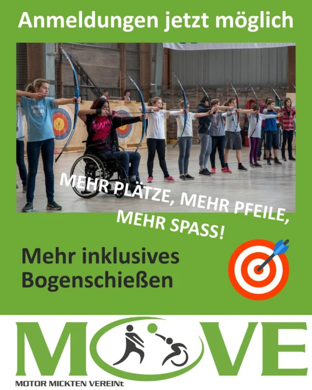 Jung, alt, alle dabei: weitere inklusive Bogenschießgruppe bei Motor Mickten!
Ihr habt nachgefragt – wir legen nach: Ab Januar 2026 gibt es eine zweite inklusive Bogenschießgruppe bei Motor Mickten! 💪✨

📅 Start: ab 06.01.2025
🕒 Zeit: 15:00–16:00 Uhr (immer dienstags)
📍 Ort: Gymnasium Pieschen
👉 Interesse? Dann lasst euch jetzt schon auf die Warteliste setzen – die Plätze sind begrenzt!

📩 Anmeldung unter: fb@motor-mickten.de

#MOVE#Bogenschießen #Inklusion #SportFürAlle #Dresden #Pieschen
