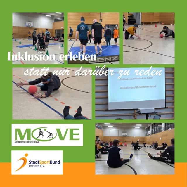 Inklusion erleben statt nur darüber sprechen.

Im Rahmen der Übungsleiter-C-Ausbildung des SSB Dresden durften die angehenden Übungsleitungen ganz praktisch erfahren, was gelebte Inklusion im Sport bedeutet.
Dr. Romy Ebersbach-Dietz vom SSB Dresden sowie Matthias Wenzel vom SV Motor Mickten-Dresden e.V. führten gemeinsam durch den Kurs und machten erlebbar, wie Sport Barrieren abbauen, Verständnis schaffen und echte Gemeinschaft entstehen lassen kann.

Als besondere Premiere wurde Goalball von den Teilnehmer*innen zum ersten Mal ausprobiert und gespielt. Dazu kamen intensive Einblicke ins Sitzvolleyball und ins Rollstuhlfahren. Perspektivwechsel, neue Erfahrungen und ganz viel Aha-Momente inklusive.

Ein starkes Zeichen dafür, was Sport alles kann – wenn wir ihn für alle öffnen. ❤️🏐♿️

#InklusionImSport#MOVE#SSBDresden#Goalball#SportFürAlle