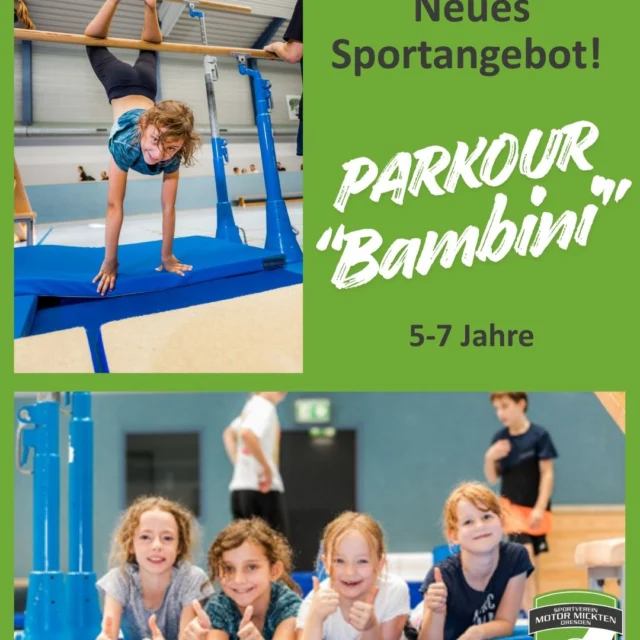✨ Parcours “Bambini” ✨ 
Egal welche Sprache du sprichst, egal wie geschickt du bist – bei uns zählt vor allem eins: Freude an Bewegung! 💛
Ein abwechslungsreicher Bewegungsparcours lädt Kinder von 5 bis 7 Jahren dazu ein, spielerisch aktiv zu werden: klettern, springen, balancieren und Neues entdecken – jedes Kind in seinem eigenen Tempo.
Im Mittelpunkt steht der Spaß – und dass jedes Kind mitmachen kann, ganz unabhängig von seinen Voraussetzungen. Gemeinsam ausprobieren, sich gegenseitig unterstützen und einfach eine gute Zeit haben! 🎉

📅 Mittwochs | 15:30 – 17:00 Uhr 
📍 Gymnasium Pieschen (Erfurter Straße 17) 
Startet ab dem 15.04.2026! 
Kommt vorbei und macht mit! 🎉 

Anmeldung zum Probetraining über: 
📧pia.wenzel@motor-mickten.de 
📱015567246144 

#MOVE#SportFürAlle#Parkour#IntegrationdurchSport
