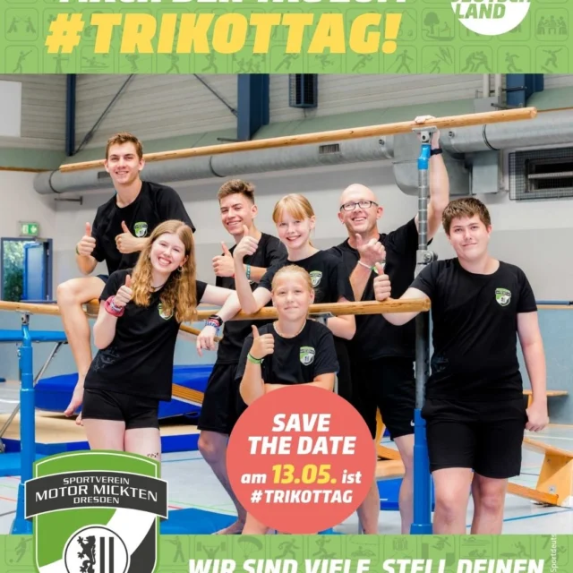 Trikottag beim SV Motor Mickten! 

Am 13. Mai ist wieder Trikottag – also zeigt euch in den Farben unseres Vereins.

Egal ob auf dem Platz, in der Schule oder bei der Arbeit –
👉 Zieh dein Trikot vom SV Motor Mickten an und repräsentiere unsere Farben!

📸 Teile dein Foto im Trikot mit uns und markiere uns oder nutze #Trikottag – wir sind gespannt auf eure Bilder!

Gemeinsam zeigen wir: Motor steht für Teamgeist! ❤️🖤

#SVMotorMickten #Trikottag #Teamgeist #Vereinsliebe #MOVE