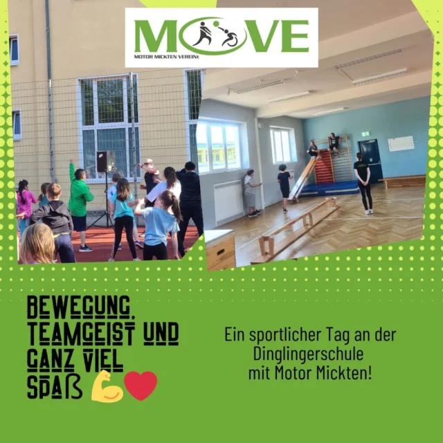 🔥 Action, Bewegung und jede Menge gute Laune an der Dinglingerschule! 🔥

Heute war Motor Mickten mit einem besonderen Sporttag zu Besuch — und die Kids haben richtig abgeliefert! 💪😄

Mit dabei waren verschiedene sportliche Angebote:
🏃 Aufwärmung
🎶 B.E.A.T.S. Fitnesstraining mit Musik
🤸 Parkour

Besonders schön zu sehen:
👉 Teamgeist
👉 Mut, sich auszuprobieren
👉 Freude an Bewegung

Und das Beste: Sport ist bei Motor Mickten für alle da — egal ob Anfänger oder Fortgeschrittene. Jeder kann mitmachen, sich ausprobieren und Teil der Gemeinschaft werden ❤️🖤

Danke an die Dinglingerschule für den großartigen Tag und an alle Schülerinnen und Schüler, die mit so viel Energie dabei waren! 🙌

#MOVE #SportFürAlle #integrationdurchsport #Dinglingerschule #Bewegung #