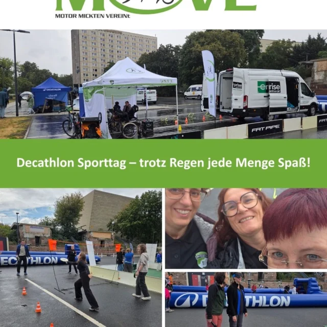 Sport, Spaß und Action beim Decathlon Sporttag!

Am 22. August war unser Projekt MOVE – Motor Mickten verein(t) beim Decathlon Sporttag mit dabei!

Auch der heftige Regen am Vormittag konnte uns die gute Laune nicht nehmen. Mit unserem Blindenparcours konnten die Besucherinnen und Besucher erleben, wie es ist, sich ohne Sehen zu orientieren. Beim Tamburelli waren Geschicklichkeit und Bewegung gefragt.

Ein besonderes Highlight war das Schauturnier unserer Inlinehockeyspieler, die vor Ort ordentlich Action boten und ihren Sport präsentierten. 🏑🔥

Vielen Dank an Decathlon für den gelungenen Sporttag und vor allem an alle Helferinnen und Helfer, die uns trotz des wechselhaften Wetters tatkräftig unterstützt haben! 💪

#MotorMickten #MOVE #Inklusionssport #SportFürAlle #Decathlon #Sporttag #Inlinehockey #Blindenparcours #Tamburelli #Inklusion #Dresden